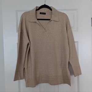 Zulary Women's V-Neck Sweater - Tan
